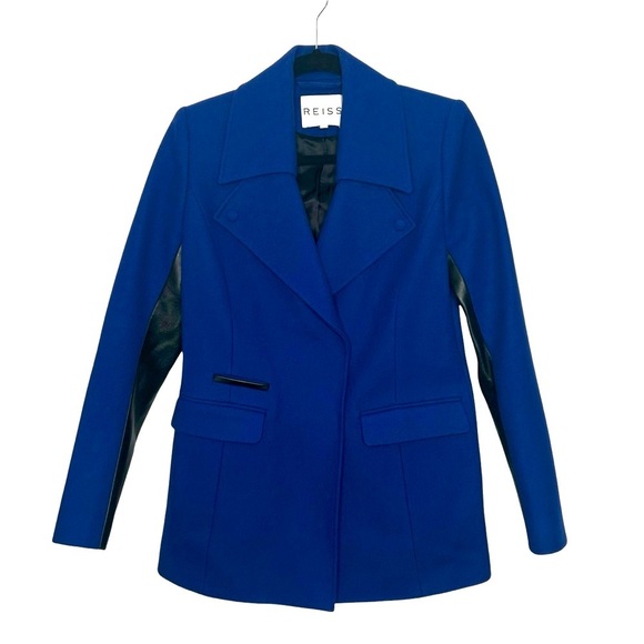 Reiss Jackets & Blazers - Reiss Royal Blue Flap Lapel Collared Snap Front Cashmere Blend Coat Sz XS